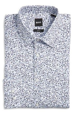 BOSS Hank Kent Slim Fit Stretch Cotton Dresss Shirt in Light/Pastel Blue at Nordstrom Rack, Size 16.5 - R