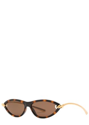 Bottega Veneta Narrow Cat-eye Sunglasses - Brown Havana - One Size