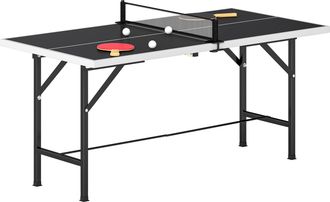 OEM Mini Mesa De Ping-pong Plegable Con Red 2 Raquetas Y 3 Pelotas Para Interior Y Exterior 152x76x70 Cm Negro