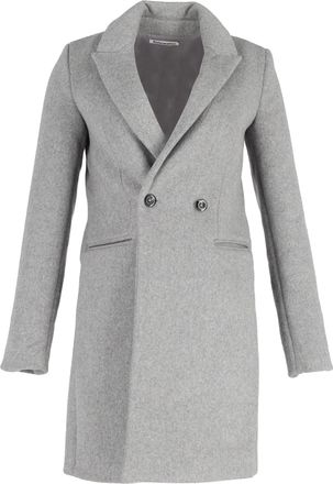 Reformation Double-Breasted Coat with Pockets in Grey Wool