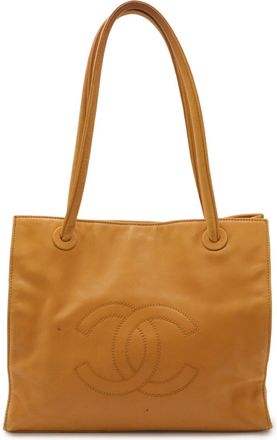 Chanel Mustard Leather Shoulder Bag Tote Bag (Pre-Owned)