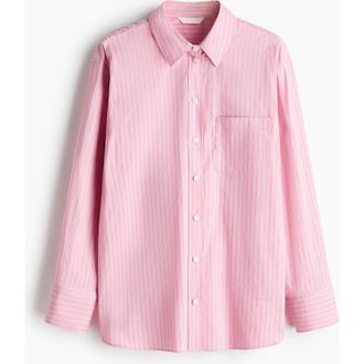 H&M Oversized Shirt in Pink/striped at Nordstrom, Size Xx-Large