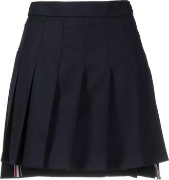 Thom Browne Dark Blue Rwb Pleated Wool Skirt