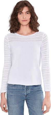 Nic+Zoe Placed Pointelle Sweater Womens Clothing Paper White : XL, Viscose/Crochet/Cotton