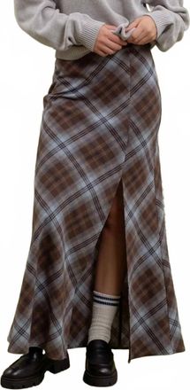 Blu Pepper The Meadow Plaid Maxi Skirt In Brown Plaid