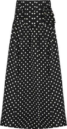 Ganni Polka-Dot Satin Corset Rok - Dames - Midirokken - Zwart - M - Polyester - Rokken