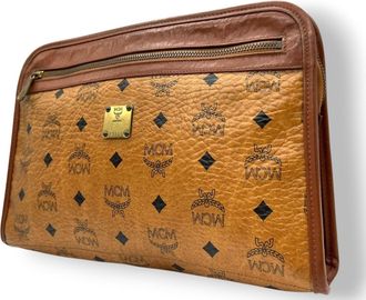 MCM Mcm Brown Camel Leather Clutch Bag Pouch (Pre-Owned)