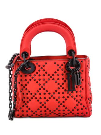 Dior Supple Lady Dior Bag Cannage Studded Lambskin Mini crossbody bag - women - Calf Leather/Lambskin - One Size - Red