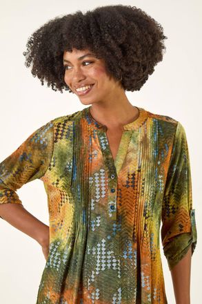 Roman Textured Burnout Print Top
