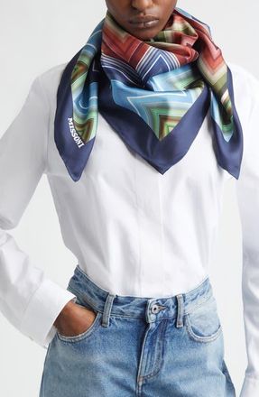 Missoni Zigzag Print Silk Square Scarf in 0001 Blue Multi at Nordstrom