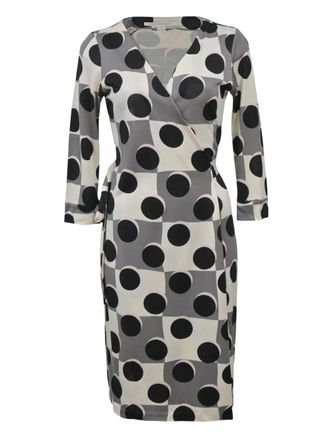 Diane Von Fürstenberg polka dot wrap dress - women - Silk - 2 - White
