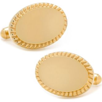 Cufflinks Inc. Engravable Oval Rope Border 14K Gold Plated Cuff Links at Nordstrom