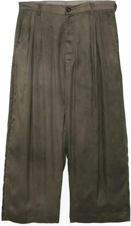 Ziggy Chen Pantaloni plissé a gamba ampia - Marrone