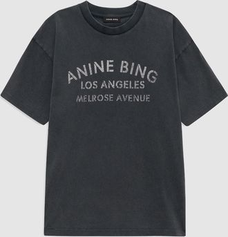 Anine Bing Tee Shirt Melrose Cade Washed Black