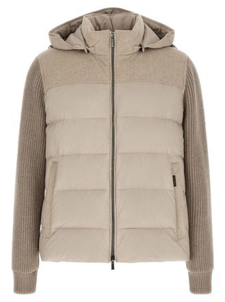 Moorer Beige Quilted Hood Jacket