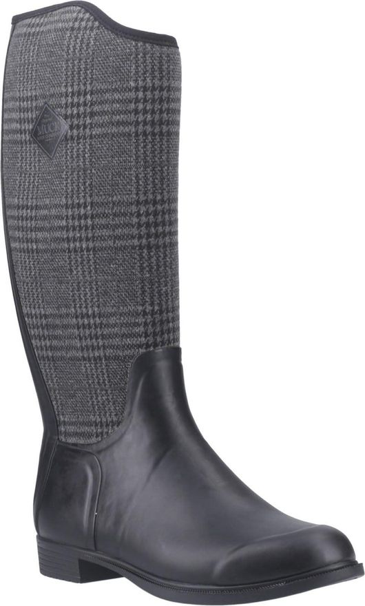 Derby Tall Rubber Womens Black/Plaid Winter Knee High Boots - UK 5