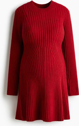 H&M MAMA Geripptes Strickkleid - Red