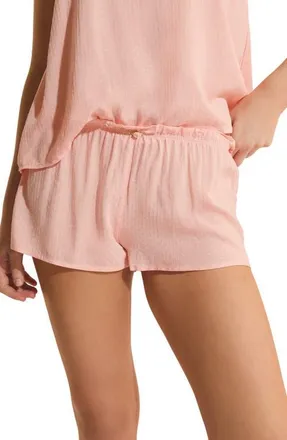Etam Freesia Swiss Dot Pajama Shorts in Pink Salmon at Nordstrom, Size X-Large
