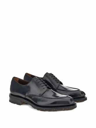 Ferragamo Mens Leather Derby-Shoes In Black