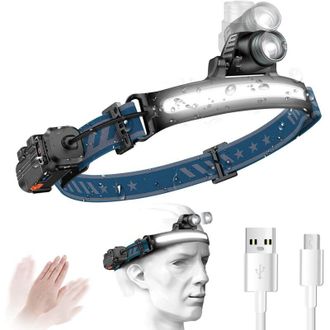 OEM Linterna Frontal Led Recargable De Alta Potencia, 2000 L&uacute;menes, Con Zoom Sensor, 6 Modos, Resistente Al Agua Ipx65, Luz De Halo, Ideal Para Correr, Tr