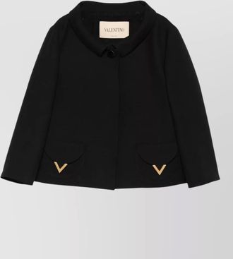 Valentino Garavani silk blend jacket three quarter sleeves collar