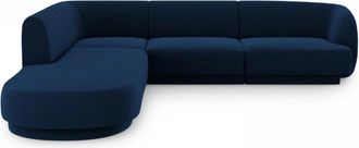 BLOOMINGLOFT 6-Sitzer Design Ecksofa Miley - mit Samtbezug Königsblau