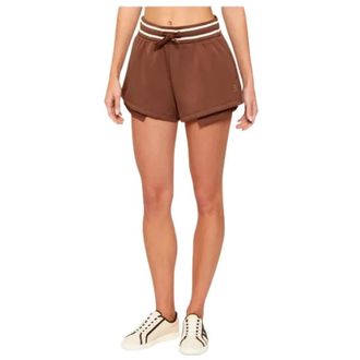 A|X Armani Exchange Shorts met contrasterende bies - Dames - Bermuda - Bruin - M - Katoen - Korte Broeken