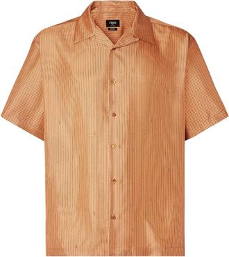 Fendi Zijden Shirt - Heren - Korte mouwen Overhemden - Oranje - M - Overhemden