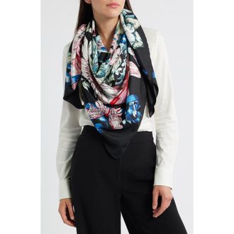 Tasha Butterfly Floral Scarf in Black at Nordstrom