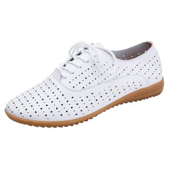 Generic Women Shoes Cow Leather Hollow Small White Shoes Women Flat Sole Single Shoes Women Round Head Fashion Casual Women Shoes Business Casual Shoes for Wo