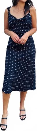 THML Clothing Womens Slip Midi Dress In Navy Polka Dot