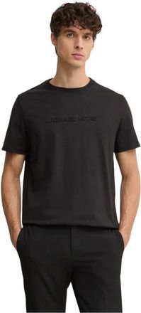 Michael Kors Camiseta de Algod&oacute;n con Logo en Relieve - Tops - Hombre - Negro - L