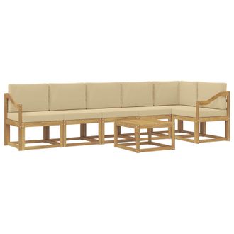 vidaXL Conjunto De Sof&aacute;s De Exterior Con Coj&iacute;n 7 Pcs Y Beige Poli&eacute;ster Vidaxl