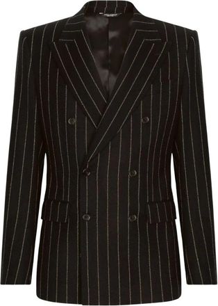 Dolce & Gabbana Gestreepte Double-Breasted Jas - Heren - Business blazers - Zwart - M - Wol - Kostuums