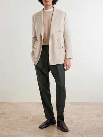 Ralph Lauren Purple Label Double-Breasted Wool-Flannel Blazer