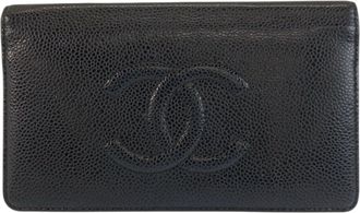 Chanel Black Leather Long Wallet (Bi-Fold) (Pre-Owned)
