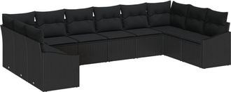vidaXL Garden Sofa Set 10 pcs Black Poly rattan Vidaxl
