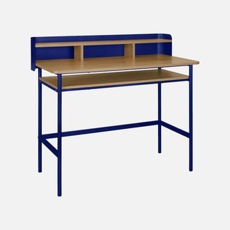 Sweeek Escritorio De Metal Y Decoraci&oacute;n De Madera Con 3 Nichos