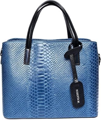Roberta M Blauw Rundleer Tas