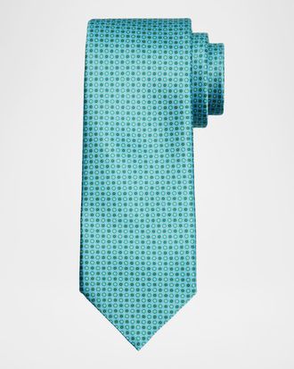 Stefano Ricci Men & apos;s Micro-Floral Geometric Silk Tie