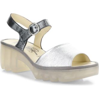 FLY London Tull Platform Sandal in Silver/Graph at Nordstrom, Size 10-10.5Us