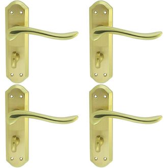 Loops 4x PAIR Curved Lever on Sculpted Bathroom Backplate 180 x 48mm Dual Brass in Metallics