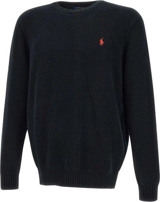 Polo Ralph Lauren Klassieke Zwarte Katoenen Trui - Heren - Ronde hals truien - Zwart - 2XL - Katoen - Truien & Vesten