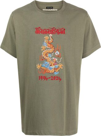 maharishi Dragon-print organic-cotton shirt - men - Organic Cotton - S - Green