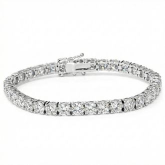 Pompeii3 9 ct Round Lab Grown Diamond Tennis Bracelet 14K White Gold 7