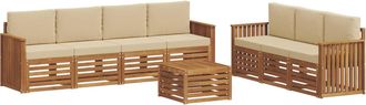 vidaXL Juegos De Sof&aacute;s 8 Uds. Natural Y Beige Madera De Acacia S&oacute;lida Vidaxl