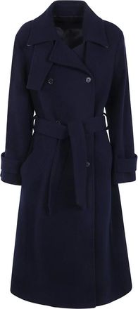 Paul Smith Double-breasted wollen jas - Dames - Mantels - Blauw - Maat: XS Wol