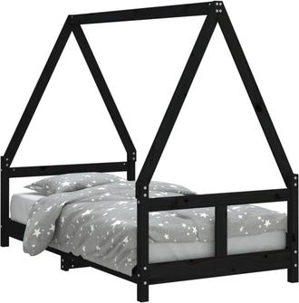 vidaXL Estructura de cama para niños madera de pino negro 80x160 cm Vidaxl