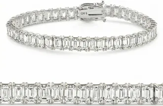 Pompeii3 20Ct Emerald Cut Diamond Tennis Bracelet 14k Gold 7 Lab Grown