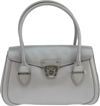 Ferragamo Virna Satchel Leather Silver Leather Handbag (Pre-Owned)